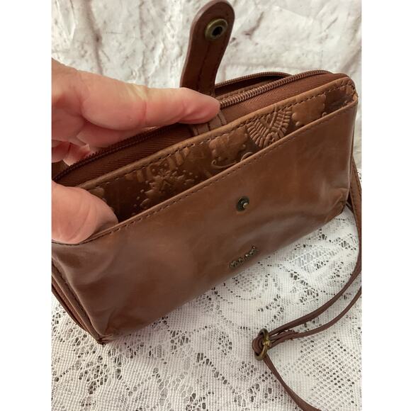 the Sak Brown Leather Wallet Organizer Boho Crossbody Bag Travel - Picture 2 of 9